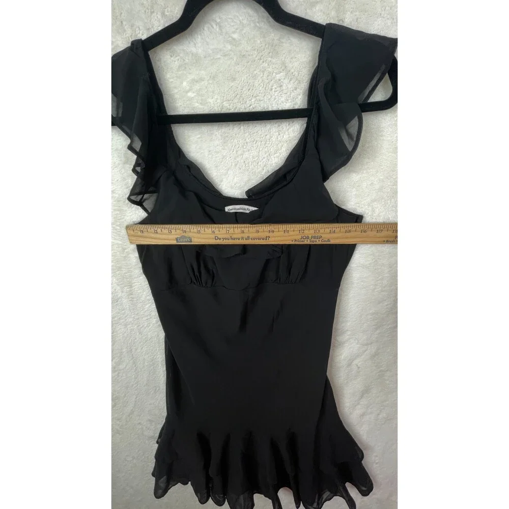 Abercrombie & Fitch Black Dress M Medium Ruffle Tiered Sleeveless Mini Short NWT - Picture 8 of 13
